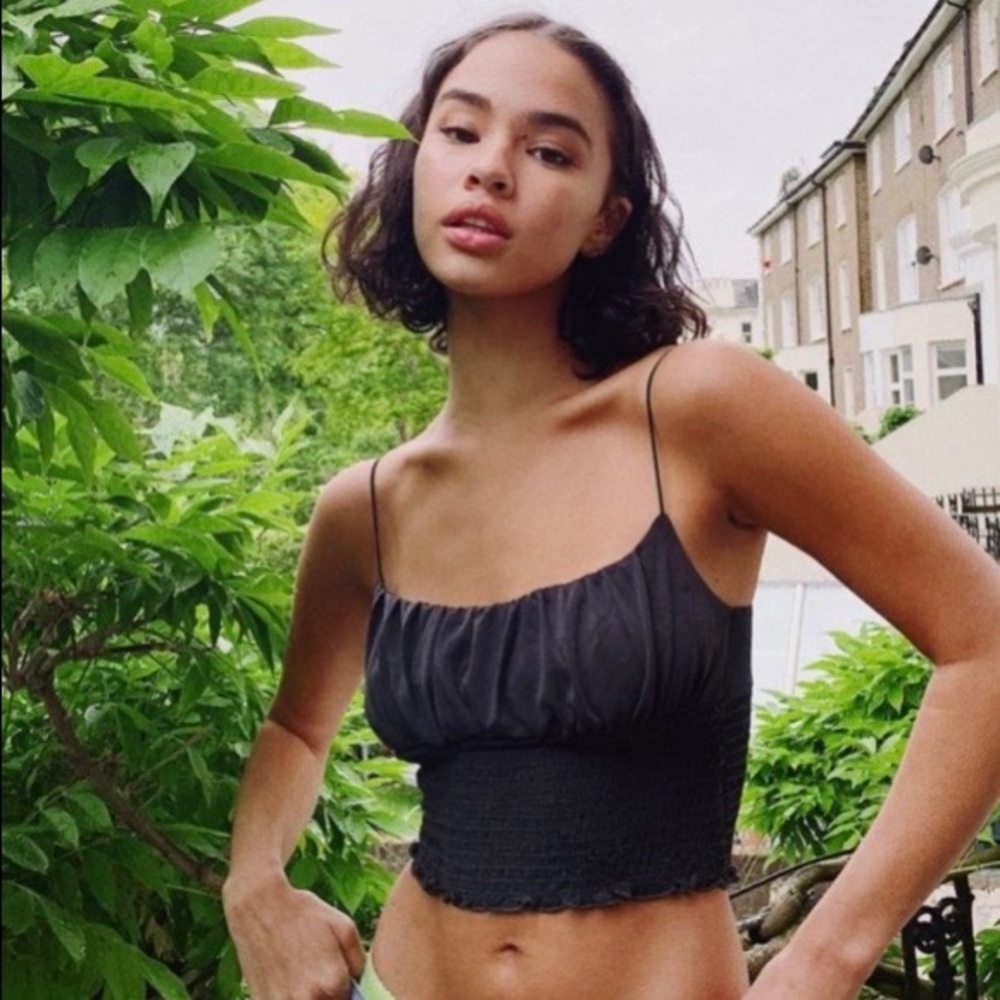 Urban outfitters black smocked cami